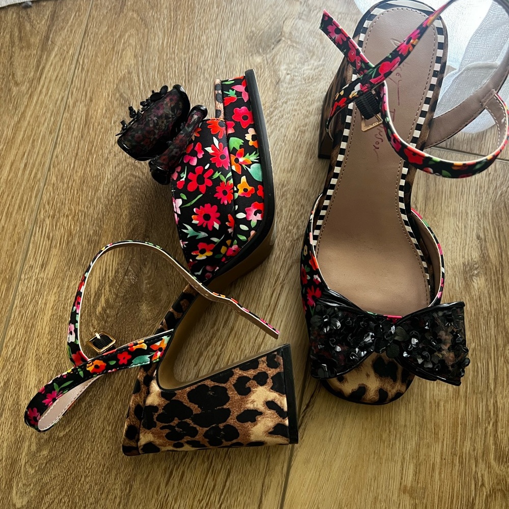 Betsey Johnson Floral and Leopard Print Women's Heels